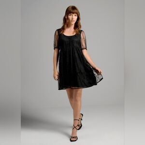 Modcloth Crawling With Cuteness Babydoll Black Dress Lace LBD Size Medium